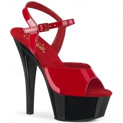 Pleaser Shoes KISS-209 Red Patent/Black Platform Sandal