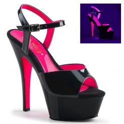 Pleaser KISS-209TT Black Patent-Neon Hot Pink Platform Sandal Coming Soon (Pre-Order)