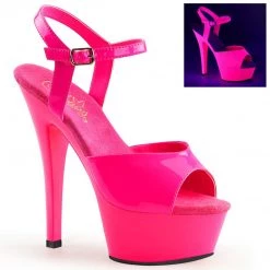 Pleaser KISS-209UV Neon Hot Pink/Hot Pink Platform Sandal