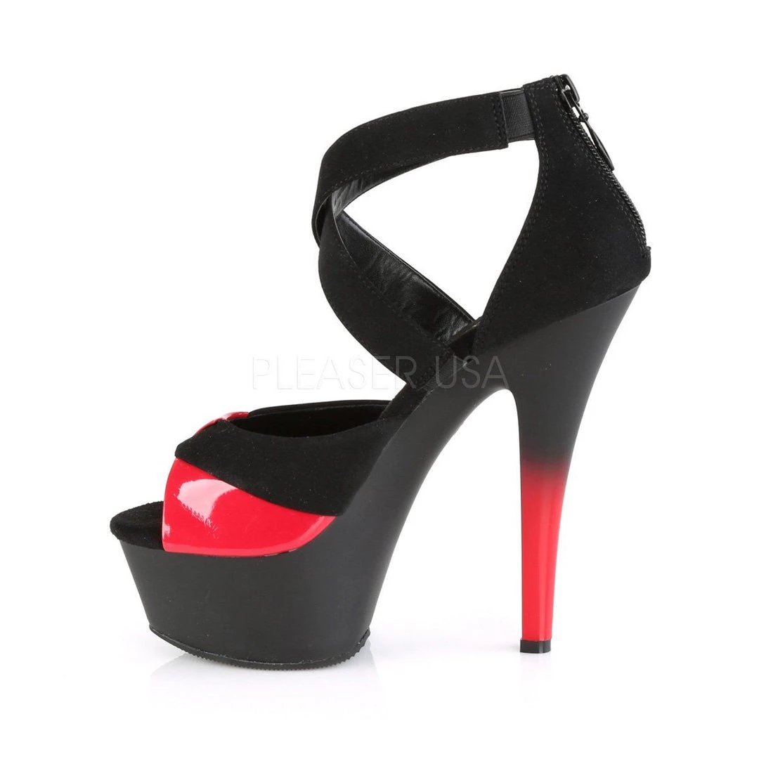 Pleaser Shoes KISS-221 Black Nubuck-Red Patent-Red Platform Sandal 5 Pleaser Shoes KISS-221 Black Nubuck-Red Patent-Red Platform Sandal