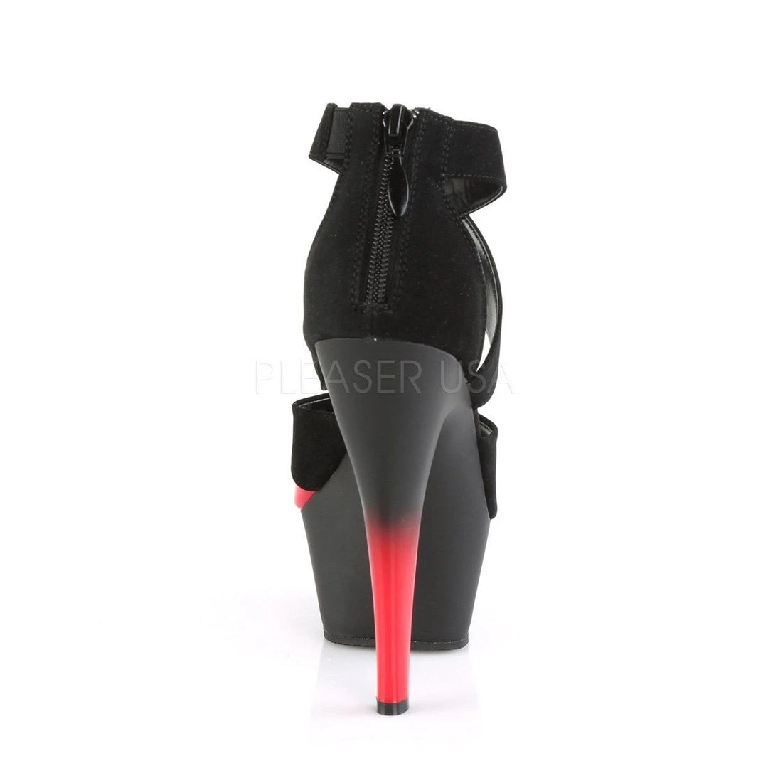 Pleaser Shoes KISS-221 Black Nubuck-Red Patent-Red Platform Sandal 6 Pleaser Shoes KISS-221 Black Nubuck-Red Patent-Red Platform Sandal