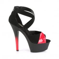 Pleaser Shoes KISS-221 Black Nubuck-Red Patent-Red Platform Sandal 12 Pleaser Shoes KISS-221 Black Nubuck-Red Patent-Red Platform Sandal