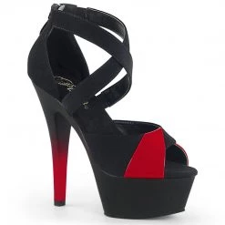 Pleaser Shoes KISS-221 Black Nubuck-Red Patent-Red Platform Sandal 13 Pleaser Shoes KISS-221 Black Nubuck-Red Patent-Red Platform Sandal