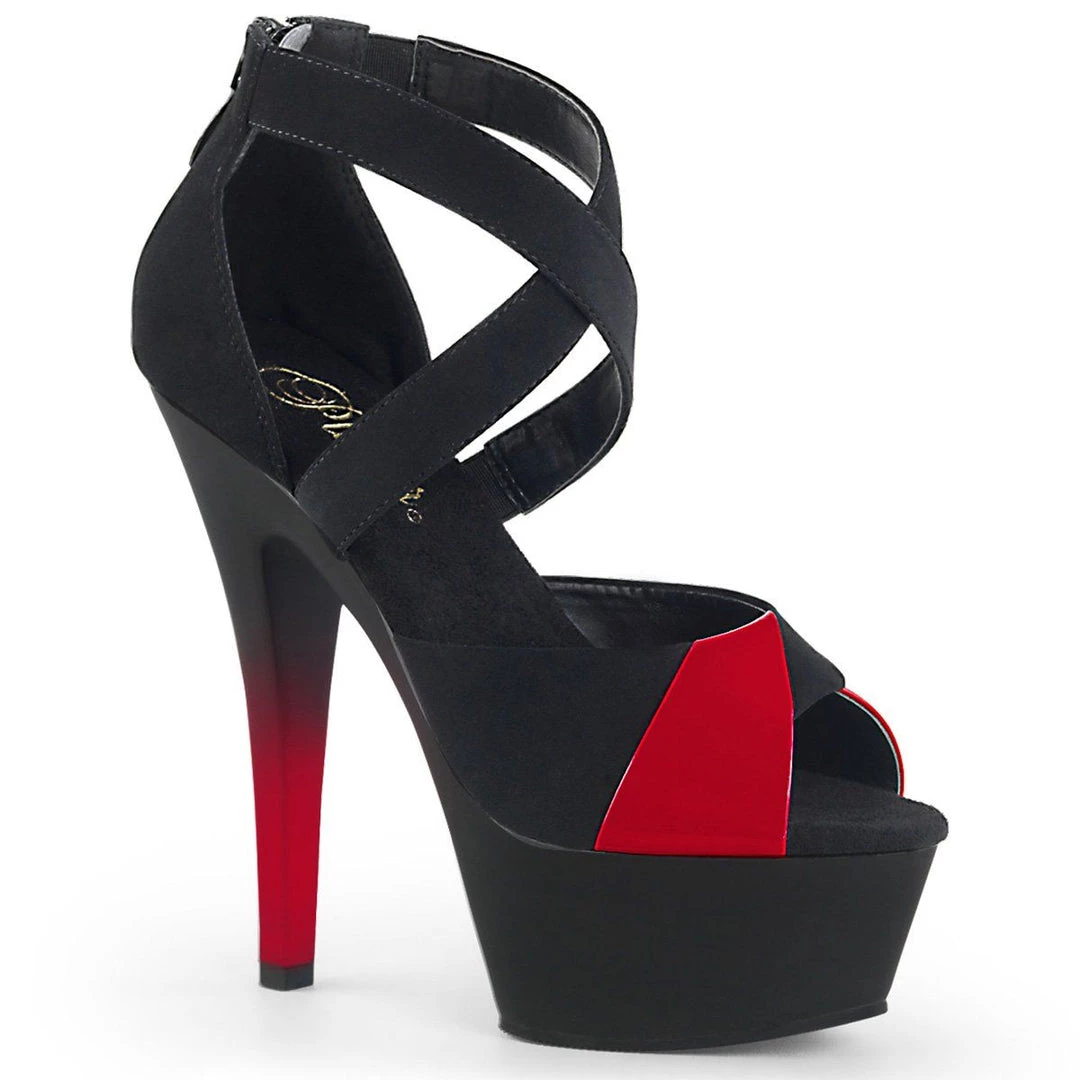 Pleaser Shoes KISS-221 Black Nubuck-Red Patent-Red Platform Sandal 8 Pleaser Shoes KISS-221 Black Nubuck-Red Patent-Red Platform Sandal