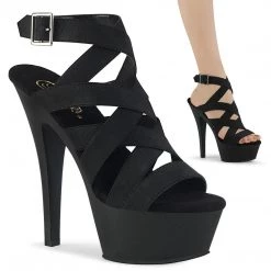 Pleaser KISS-241 Black Elastic Band Platform Sandal
