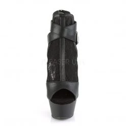 Pleaser KISS-257 Black Faux Leather-Lace-Mesh Boot