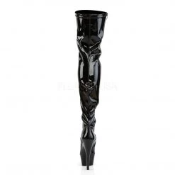 Pleaser KISS-3000 Black Stretch Patent Thigh Boot