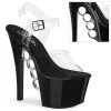 Pleaser Shoes KNUCKS-708 Clear/Black Platform Sandal