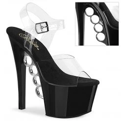 Pleaser Shoes KNUCKS-708 Clear/Black Platform Sandal