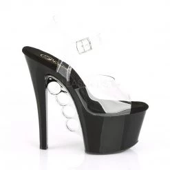 Pleaser Shoes KNUCKS-708 Clear/Black Platform Sandal