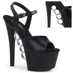 Pleaser Shoes KNUCKS-709 Black Faux Leather Platform Sandal