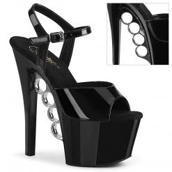 Pleaser KNUCKS-709 Black Patent/Black Platform Sandal