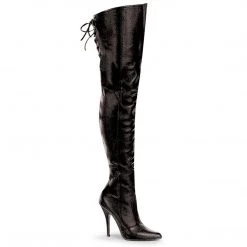 Pleaser Boots LEGEND-8899 Black Leather (P) Thigh Boot
