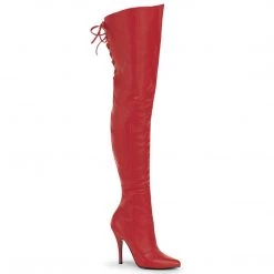Pleaser Boots LEGEND-8899 Red Leather (P) Thigh Boot