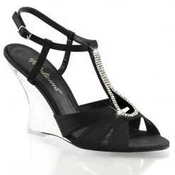 Fabulicious Shoes LOVELY-420 Black Satin/Clear