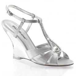Fabulicious Shoes LOVELY-420 Silver Satin/Clear