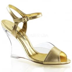 Fabulicious LOVELY-442 Clear-Gold Metallic Pu Shoes