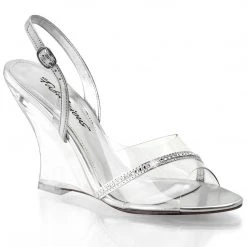 Fabulicious LOVELY-456 Clear-Silver Metallic Pu/Clear Shoes