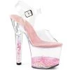 Pleaser Shoes LOVESICK-708GH Clear-Pink Glitters Platform Sandal