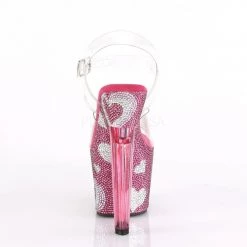 Pleaser LOVESICK-708HEART Clear/ Hot Pink-White Rhinestone Platform Sandal