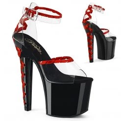 Pleaser LOVESICK-712 Clear-Red/Black-Red Platform Sandal
