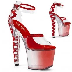 Pleaser LOVESICK-712T Clear-Red/Faded Red Platform Sandal