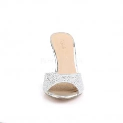Fabulicious LUCY-01 Silver Glitter Mesh Fabric Shoes