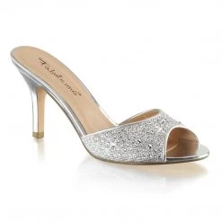 Fabulicious LUCY-01 Silver Glitter Mesh Fabric Shoes