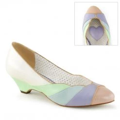 Pin Up Couture Shoes LULU-05 Whit-Mint Multi Faux Leather