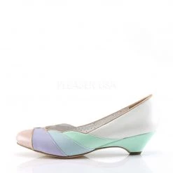 Pin Up Couture Shoes LULU-05 Whit-Mint Multi Faux Leather