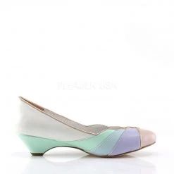 Pin Up Couture Shoes LULU-05 Whit-Mint Multi Faux Leather