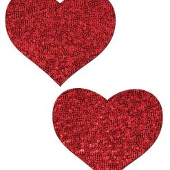 Pastease Love: Red Glitter Heart Nipple Pasties
