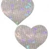 Pastease Love: Shattered Glass Disco Ball White Heart Nipple Pasties