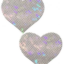 Pastease Love: Shattered Glass Disco Ball White Heart Nipple Pasties