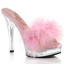 Fabulicious MAJESTY-501F-8 Baby Pink Faux Leather-Fur/Clear