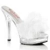 Fabulicious MAJESTY-501F-8 White Faux Leather-Fur/Clear