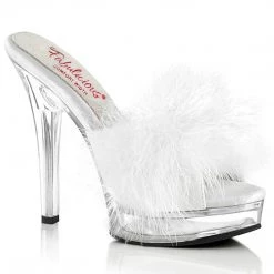Fabulicious MAJESTY-501F-8 White Faux Leather-Fur/Clear