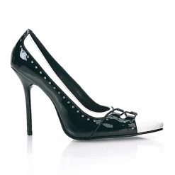 Pleaser Shoes MILAN-09 Black White Patent Pump