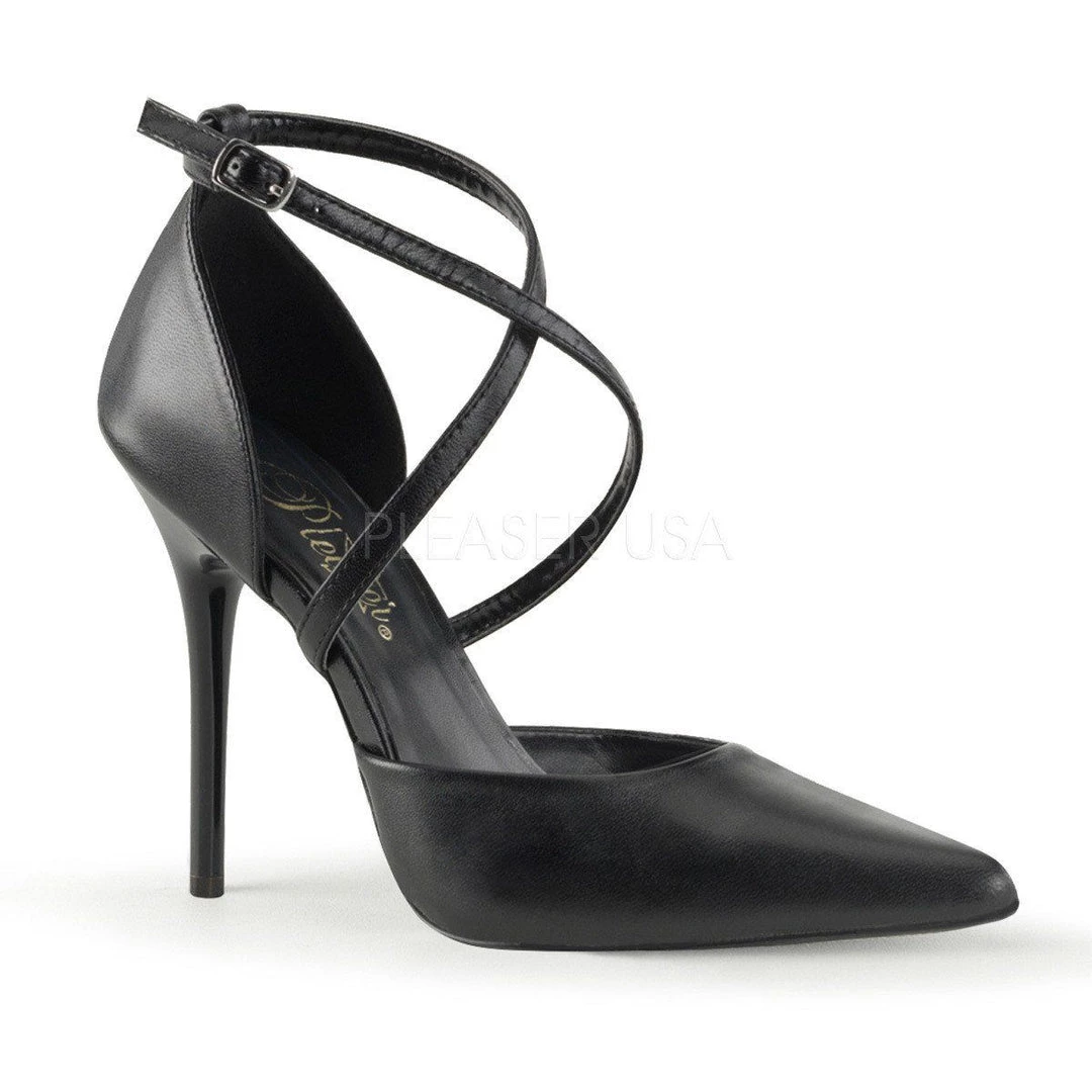 Pleaser Shoes MILAN-42 Black Leather Sandal 4 Pleaser Shoes MILAN-42 Black Leather Sandal