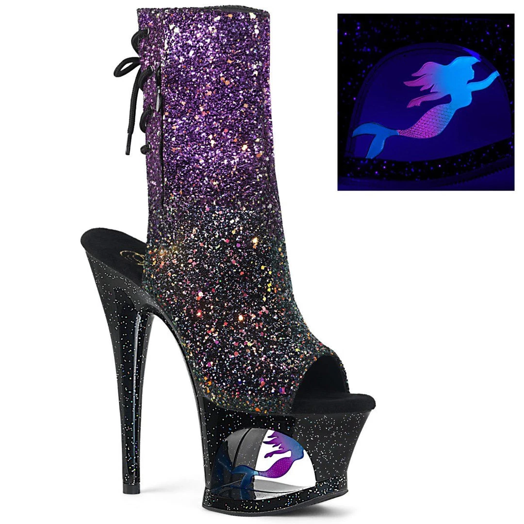 Pleaser MOON-1018MER Purple-Black Ombre Glitter/Black Ankle Boot Boots 3 Pleaser MOON-1018MER Purple-Black Ombre Glitter/Black Ankle Boot Boots