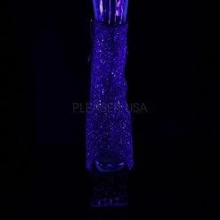 Pleaser MOON-1018MER Purple-Black Ombre Glitter/Black Ankle Boot Boots