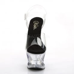 Pleaser Shoes MOON-708 Clear-Black/Clear Platform Sandal