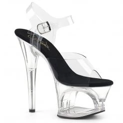 Pleaser Shoes MOON-708 Clear-Black/Clear Platform Sandal