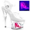 Pleaser MOON-708CAT Clear-Neon Pink Platform Sandal Shoes