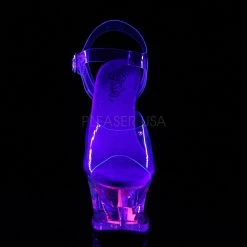 Pleaser MOON-708CAT Clear-Neon Pink Platform Sandal Shoes