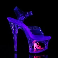 Pleaser MOON-708CAT Clear-Neon Pink Platform Sandal Shoes