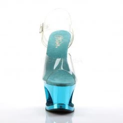 Pleaser Shoes MOON-708DMCH Clear/Turquoise Chrome Platform Sandal