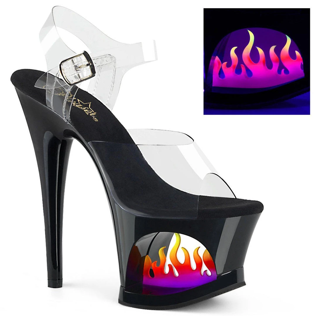 Pleaser MOON-708FLM Clear/Black-Ombre Platform Sandal Shoes 8 Pleaser MOON-708FLM Clear/Black-Ombre Platform Sandal Shoes