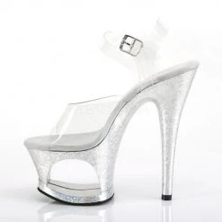 Pleaser MOON-708HB Clear/Silver Hologram Platform Sandal