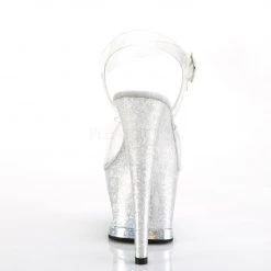 Pleaser MOON-708HB Clear/Silver Hologram Platform Sandal